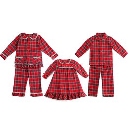 Pyjama Bijpassende Flanel Jongens En Meisjes Baby Familie Kinderen Kinder Kerst Pyjama Rood Peuter Lange Mouw PJS 230906