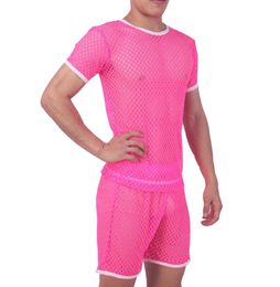 Pyjama mannen pijama hombre sexy nachtkleding mannen ondergoed honingraat mesh set ademend pyjama homme thuis kostuums bielizna nocna4983405