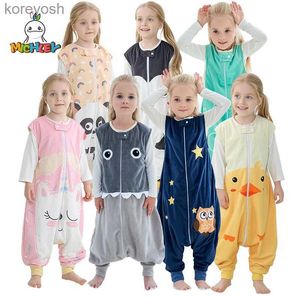 Pyjama MICHLEY Cartoon Mouwloze babyslaapzak Zak Winter Dikke draagbare deken Dwarsliggers Nachtkleding Pyjama voor meisjes Jongens 1-6TL231109