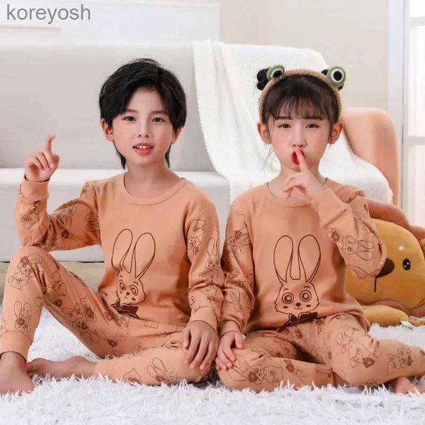 Pyjamas Nouvel Automne Vêtements de Couchage Pour Enfants Sous-Vêtements Costume Vêtements De Nuit pour Enfants Filles Bébé Garçons Pyjamas Dessin Animé Hiver Coton PyjamaL231109