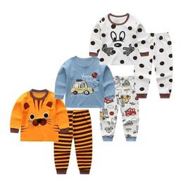 Pyjamas Nouveau bébé pyjamas automne à manches longues pour enfants à manches longues pyjamas pyjama pour enfants 1 à 8 ans d240517