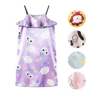 Pyjamas Nouveau été bébé bébé pyjamas Fashion Animal Impression préscolaire Princesse sans manches Pyjamas Girls 3-10T Baby Night Dressl2405