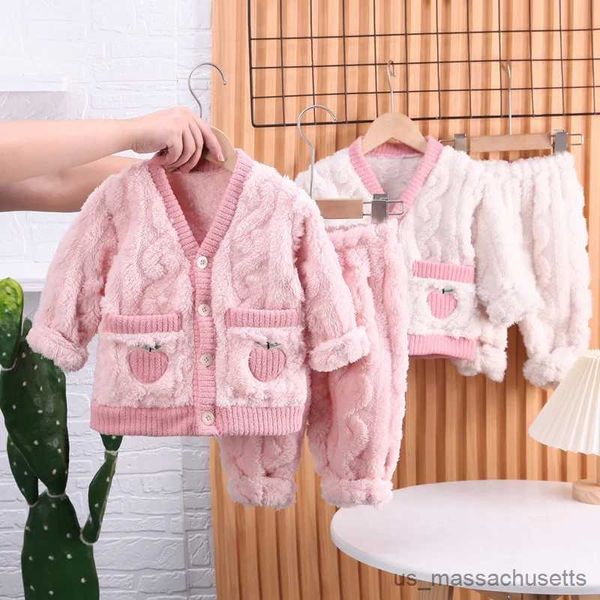 Pyjamas Nouveau hiver vêtements de nuit bébé filles vêtements enfants chaud à manches longues pyjama hauts et pantalons enfant en bas âge Costume décontracté enfants survêtements