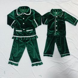 Pyjama's Pyjama's Loungewear Bijpassende familie kerstpyjama's Groen Fluwelen Pjs voor babymeisjes Jongens Moeder en kinderen 6m12 jaar Volwassen Dames
