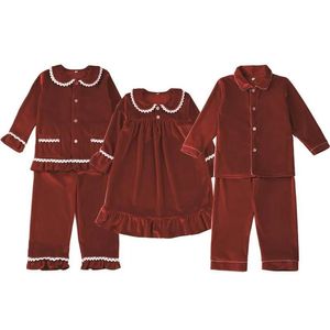 Pyjamas Pyjamas Xmas PJS Red Veet Button Up Kerst Pyjama's Kinderen Slaapkleding Matching PJ Girls Pijama Sets 211109 Drop Delivery Baby Mater