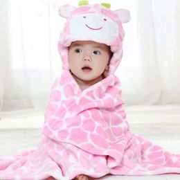 Pyjama Roze Giraffe Dier Cosplay Baby Baby Meisje Jongen Flanel Badhanddoek Wrap Badjas Leuke Cartoon Pyjama Nachtkleding 231117