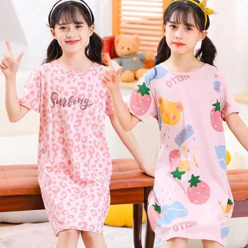 Pijamas pré -escolares vestido noturno vestido princesa vestido de pijama de pijamas vestido noturno girlm girls sem mangas pijamasl2405
