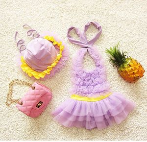 Pijamas Estilo Princesa Niños Niñas Traje de baño Bowknot Vestido Sombrero Traje de baño Verano Ropa de playa Trajes de baile Traje de baño SA4009 230628