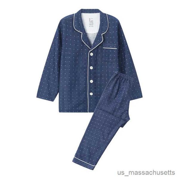 Pyjamas en pur coton pour enfants, pyjama japonais en gaze Double couche, manches longues, vêtements de maison