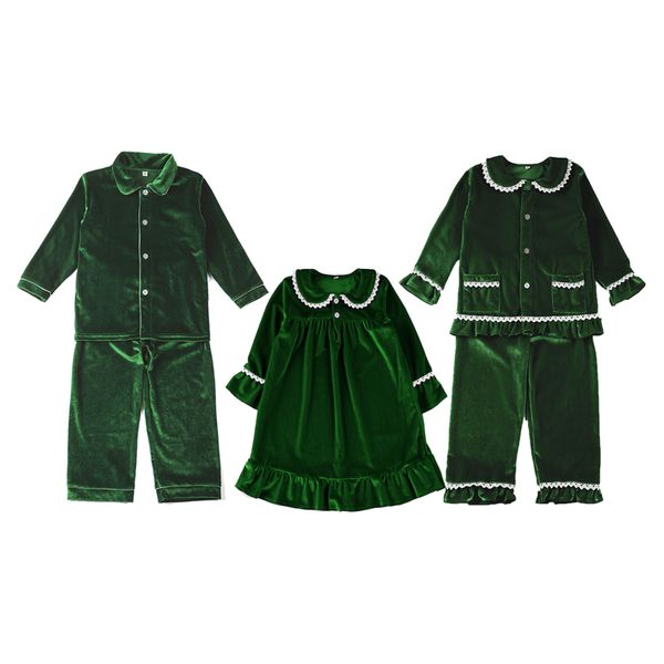 Pyjamas Pyjamas Enfants En Gros Enfants Vêtements Blanc Vêtements De Nuit En Coton Pyjama De Noël À Volants Volant Toddler Fille Velours Ensemble 220922