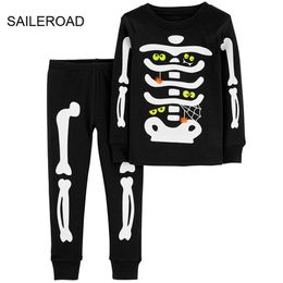 Pyjama's SAILEROAD Jongens Herfst Pyjama Kinderen Skeleton Pyjama Set Kind Nachtkleding Peuter Meisjes Pyjama Halloween PJS Winter Pijamas 231025