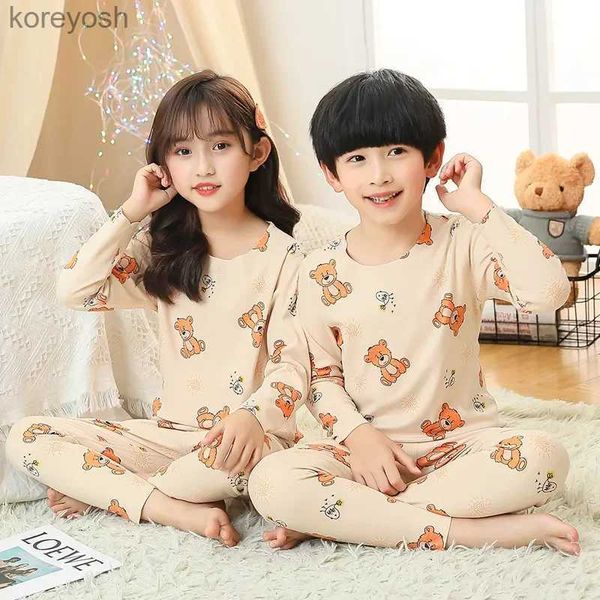 Pyjamas sans couture thermique enfants à manches longues automne hiver enfants sous-vêtements thermiques ensemble adolescents garçons fille pyjamas enfant vêtements de nuit 4 6 10 12yL231109