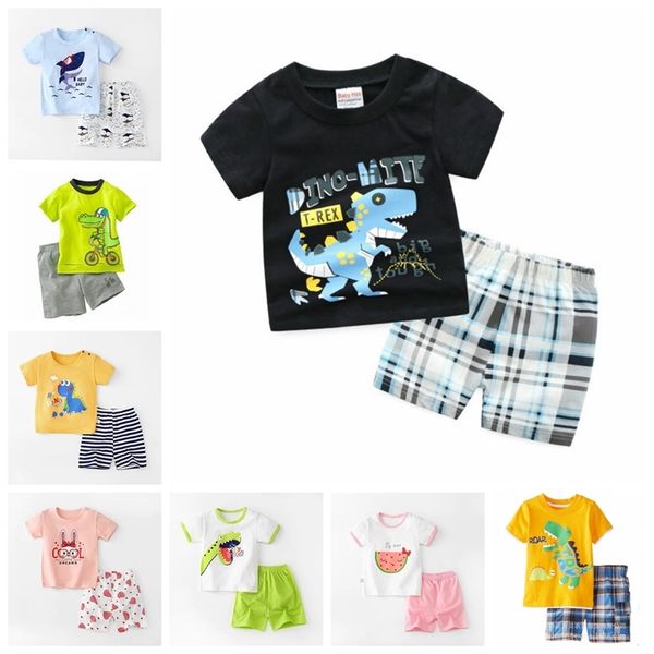 Pyjamas Ensemble Enfants Toddler Fille À Manches Courtes Tops T-shirt Shorts Pyjamas Pijamas Bébé Garçons Vêtements De Nuit Enfants Vêtements D'été 211109