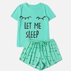 Pyjama shorts en t-shirt 2 stuks set vrouwen grote maat 5XL printen pyjama sets vrouw zomer casual schattige thuiskleding dames 210622