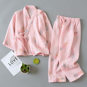 Pyjamas Simple Girls Long-Sleeveved Sleepwear Kids 'katoen Kimono Children's Hanfu Creative Baby Japanse Style Home Pyjamas Kimono LB833 230511