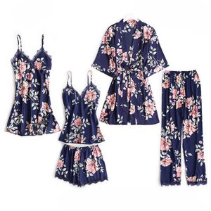 Pyjama Slaap Set Vrouwen Nachtkleding V-hals Kant Nachtkleding Sexy Nachtjapon Badjas Dragen Thuis Pak Neglige Lente Gewaad Gown 240117