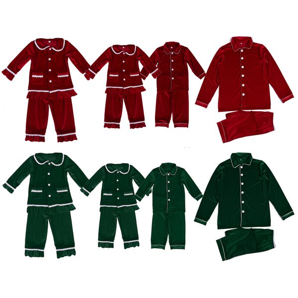 Pyjamas Vêtements de nuit Enfants Pyjamas de Noël Assortis Garçons Filles PJS rouge Velours enfant en bas âge enfants Hiver Designer Pijamas 230906