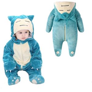 Pyjama Zachte Snorla Onesie Baby Cosplay Kostuum Voor Halloween Full Body Pijama Kerst Anime Pyjama Baby Flanel Pak 231124