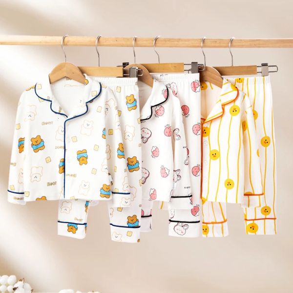 Pyjamas printemps automne enfants garçons filles à manches longues deux pièces vêtements de nuit en coton pour enfants omewear costumes de nuit 231127