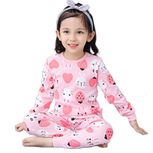 Pijamas Primavera-Otoño homewear bebés niñas algodón puro lindo animal rosa colorido pijamas 2-13T niños ropa de dormir niños tocando fondo camisa 230511