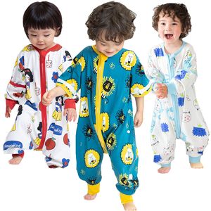 Pijamas Primavera Verano Muselina fina Saco de dormir Bebé Suave Transpirable Dibujos animados Niño Niño Pierna dividida Ropa de dormir 1 12 años Ropa para niños 220922