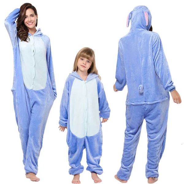 Pijamas Stitch Onesies Kigurumi Invierno Mujeres Panda Pijamas Niños Niñas Animal Pijamas Adultos Niños Disfraces Franela Dibujos animados Ropa de dormir 231202