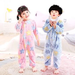 Pyjama's Stitch Pyjama's voor kinderen Kinderpyjama's met print Winter Flanel Dikke Warme Onesies Jumpsuits Jongens Meisjes Dierendeken Nachtkleding 231115