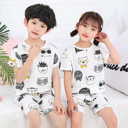 Pijamas de algodón de verano Pijama Infantil de manga corta ropa de bebé niña traje de dibujos animados ropa de niños niños pequeños niños ropa de dormir 230728