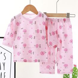 Pyjama Zomer Katoenen Set voor Kinderen Baby Jongens en Meisjes Lange Mouw Ademend Kat Konijn Dierenkleding 230601