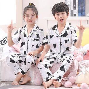 Pyjamas été tache lait blanc vache imprimé pyjamas costumes pour filles garçons vêtements de nuit ensembles vêtements enfants nuisettes enfant en bas âge Homewear Pijamas 230509