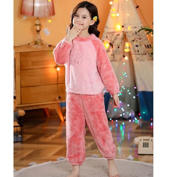 Pyjamas Teen Girls Pyjama Sets Winter Warm Children s Clothing Suit 2pcs Tops Pants Toddler Boys Sleepwear Night Flannel Pyjama 220922