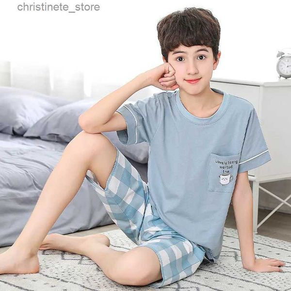 Pyjamas Pyjamas pour adolescents Ensembles de vêtements d'été pour enfants Pyjamas à manches courtes Enfants Garçons Vêtements de maison Vêtements de nuit en coton pour 6 8 10 12 15 ans