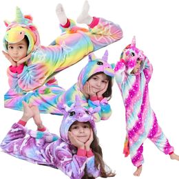 Pyjama Peuter Baby Jongen Meisje Winter Flanel Eenhoorn Pyjama Kinderen Kigurumi Pijamas Onesie Kinderen Voor 4 6 8 10 12 jaar 231108