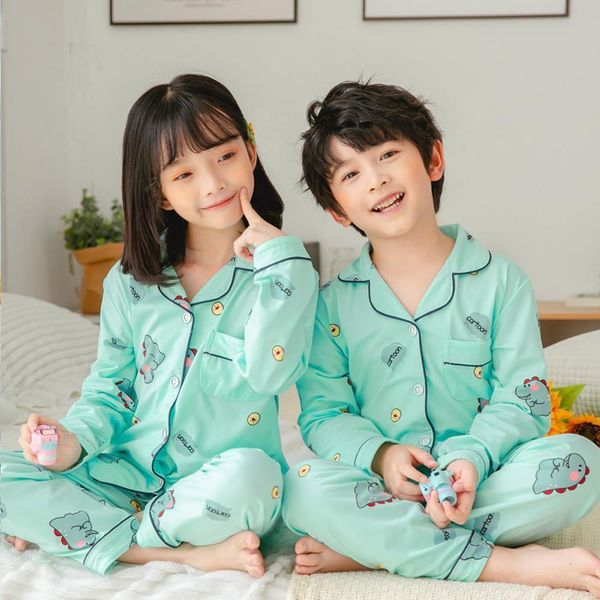Pyjamas Enfant en bas âge garçons filles pyjamas ensembles à manches longues vert coton dessin animé enfants Pijamas ensemble dinosaure pyjamas robe de nuit vêtements costume 230310