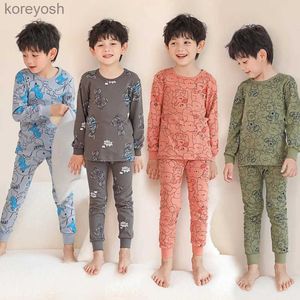 Pyjamas Pyjamas pour filles en bas âge vêtements de nuit coréens pour filles garçons costume de sommeil pour bébé hiver automne vêtements à manches longues pour enfants Pyjamas en cotonL231108