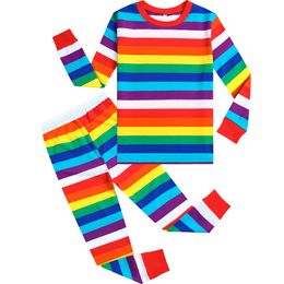 Pyjama Peuter kids Regenboog Gestreepte Leuke Mode Nachtkleding Baby Halloween Party Gift Kleding Kinderen Jaar Loungewear 230724