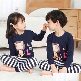 Pajamas Tuonxye niños FL Set de manga de niñas Tiegas tímidas Pajama de algodón Pijama Pijama Baby Childs Sleepwear Ropa 210729 Drop deli Dh108