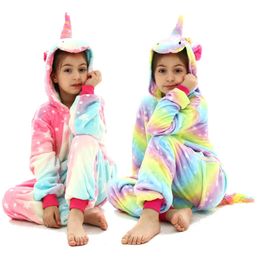 Pyjamas Licorne Kigurumi à capuche Animal dessin animé combinaisons Panda Licorne enfants Onesies vêtements de nuit filles 231215
