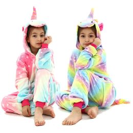 Pyjama Eenhoorn Kigurumi Capuchon Dierlijke Cartoon Jumpsuits Panda Licorne Kids Onesies Nachtkleding Meisjes 231215