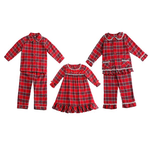 Pyjamas en gros vêtements pour bébés Tartan flanelle ensembles pour tout-petits correspondant à la famille enfants garçon fille pyjamas de Noël 230213 Drop Delivery Matern Dhlhi