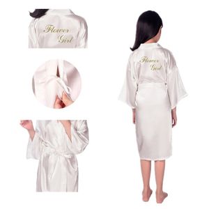 Pyjama's groothandel bloemenmeisje goud glitter gewaden kinderen meisjes zijdeachtige satijnen gewaden voor bruidsfeestje kinderen badjobes l239 230509