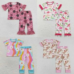 Pyjamas Groothandel van kinderen Pyjamas Childrens Korte mouwen T-shirts Baby Pyjama Sets Baby Western Style Pajama Sets D240516