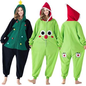 Pyjamas hiver adulte Onesie pyjama polaire à capuche pour Costume de Noël Pyjamas Cosplay arbre de noël bonhomme de neige combinaisons sommeil 230210