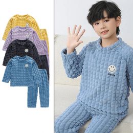 Pyjamas hiver bébé garçon fille épaissir flanelle polaire ensemble enfant en bas âge chaud dessin animé vêtements de nuit enfants maison costume 231030