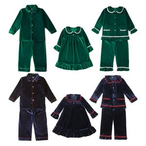 Pyjamas Hiver Boutique Velours Tissu Rouge Vert Pyjamas Vêtements pour enfants Pjs Bébé Garçons Ensemble Pyjamas Filles Pyjamas De Noël 230331