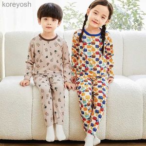 Pyjama Winter Kinderpyjama Kerstpyjama Thermisch ondergoed voor kinderen Cartoonpyjama voor meisjes Jongens Babynachtkleding NachtkledingL231109