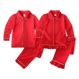 Pyjama Winter Kerst Rode Katoenen Pyjama Kinderkleding 2-delige sets Nachtkleding voor babymeisjes Jongens Pjs Lange mouwbroek Kinderpak 231108
