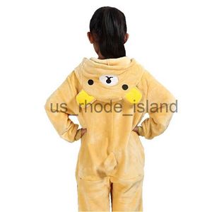 Pyjama Winter Flanel Zacht Rilakkuma Beer Kigurumi Pyjama Met Capuchon Dierlijke Cartoon Jongens Pyjama Onesie Pijamas voor Meisjes Kinderen Nachtkleding x0901