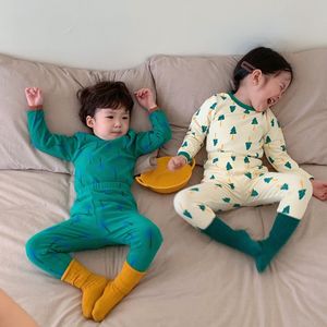 Pyjamas Winter Ins Korea Style Kids Girl Cotton Sleepwear Cartoon Cute Homwear Boy Cotton Underwear Pyjama Set 2pc 230310