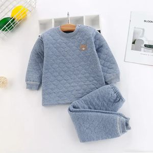 Pyjamas Pyjamas d'hiver pour bébé enfant vêtements costume trois couches coton enfant en bas âge garçons enfants vêtements fille sous-vêtement thermique pantalon vêtements de nuit 231012